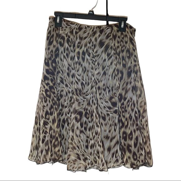 Scarlett Cheetah Leopard Animal Print Flared Skirt With Layering Strips 9 10 - Picture 1 of 16